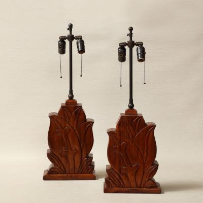 Pair of Rosewood Table Lamps