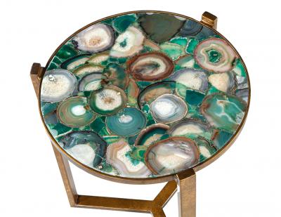 Pair of Round Agate Top Accent Tables