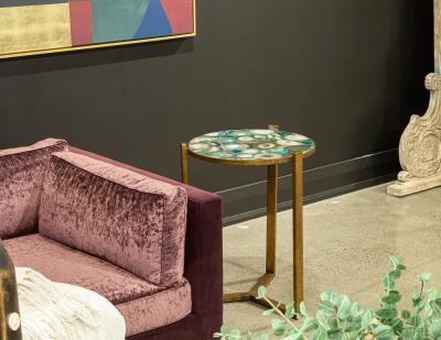 Pair of Round Agate Top Accent Tables