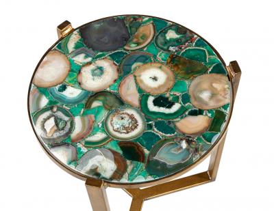 Pair of Round Agate Top Accent Tables