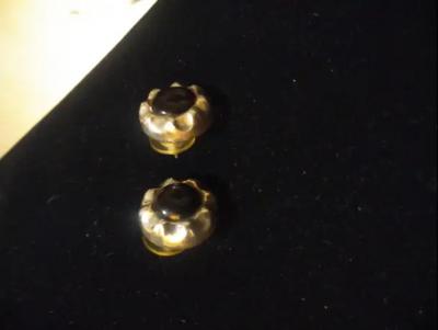 Pair of Round Sterling Silver and Onyx Earrings