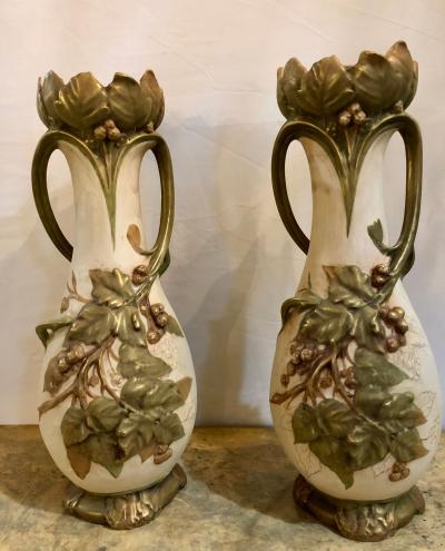 Pair of Royal Dux Flower Vases or Centerpieces Art Nouveau Era