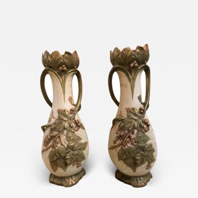 Pair of Royal Dux Flower Vases or Centerpieces Art Nouveau Era
