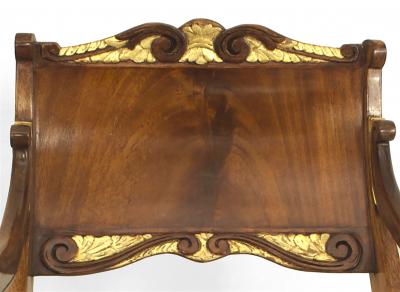 Pair of Russian Mahogany Scroll Arm Chairs