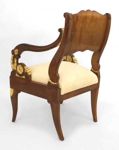 Pair of Russian Mahogany Scroll Arm Chairs