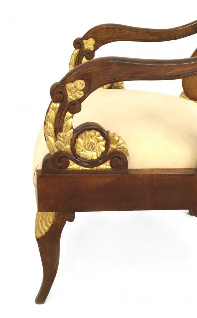 Pair of Russian Mahogany Scroll Arm Chairs