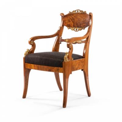 Pair of Russian Neo Classic Walnut Arm Chairs