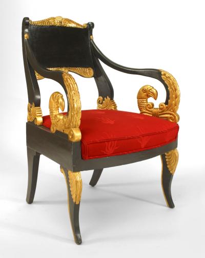 Pair of Russian Neoclassic Painted Arm Chairs
