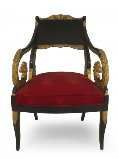 Pair of Russian Neoclassic Painted Arm Chairs
