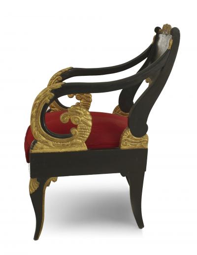 Pair of Russian Neoclassic Painted Arm Chairs