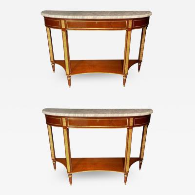 Pair of Russian Neoclassical Consoles Sofa Table or Sideboard Demilune