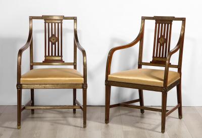 Pair of Russian Neoclassical Mahogany Armchairs