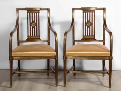Pair of Russian Neoclassical Mahogany Armchairs