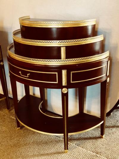 Pair of Russian Neoclassical Style Demilune End Tables or Nightstand Commodes