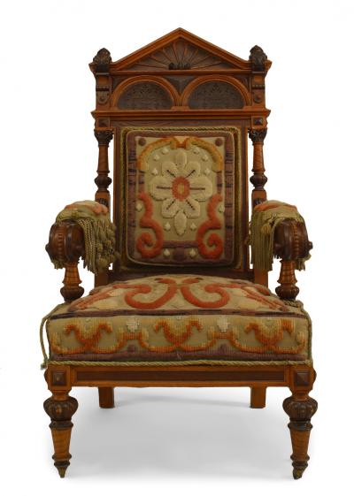 Pair of Russian Oak Carved Armchairs
