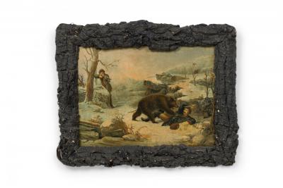 Pair of Rustic Adirondack Hunt Scene Pictures