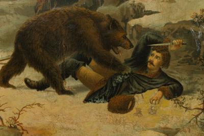 Pair of Rustic Adirondack Hunt Scene Pictures