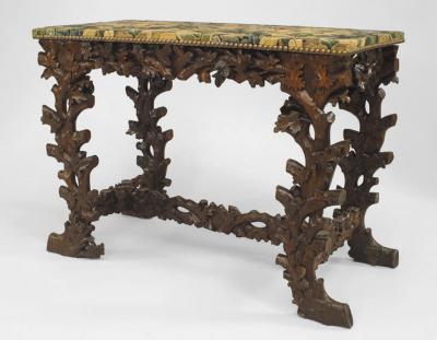 Pair of Rustic Black Forest 19th Cent Walnut Console Tables