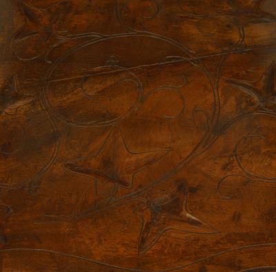 Pair of Rustic Black Forest Carved Walnut Armchairs