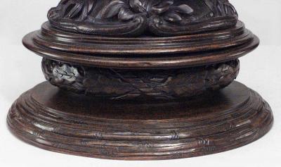 Pair of Rustic Black Forest Carved Walnut Candelabras