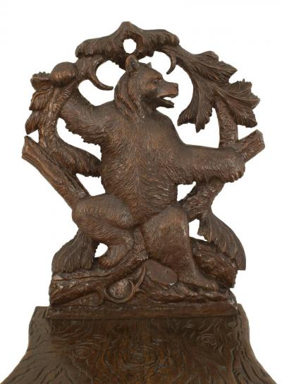 Pair of Rustic Black Forest Walnut Side Chairs One Chair with Music Box