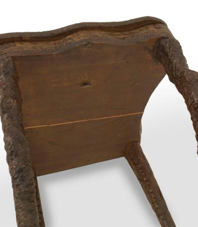 Pair of Rustic Black Forest Walnut Side Chairs One Chair with Music Box