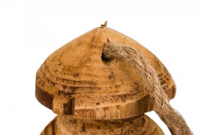 Pair of Rustic Carved Wooden Lanterns