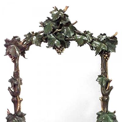 Pair of Rustic Continental Carved Grape and Leaf Design Wall Mirrors