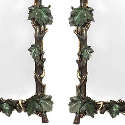 Pair of Rustic Continental Carved Grape and Leaf Design Wall Mirrors
