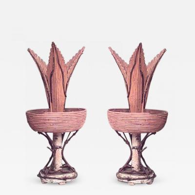 Pair of Rustic Continental Style Twig Vases
