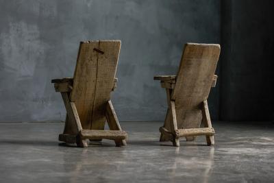 Pair of Rustic Folk Art Chairs France Early 20th Century