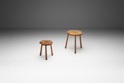 Pair of Rustic Oak Side Tables France 1950s
