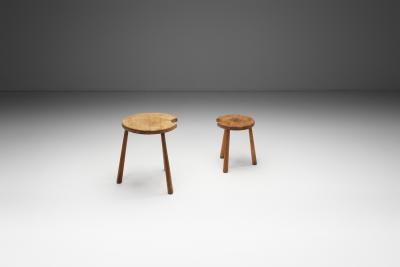 Pair of Rustic Oak Side Tables France 1950s