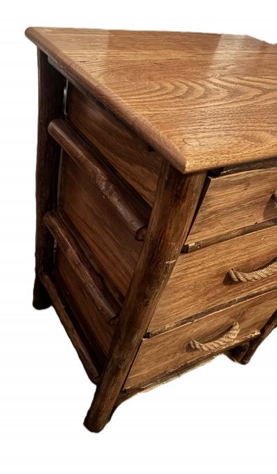 Pair of Rustic Old Hickory 3 drawer bedside commodes