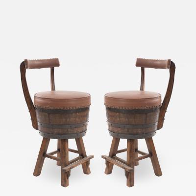 Pair of Rustic Old Hickory Oak Barrel Side Chairs