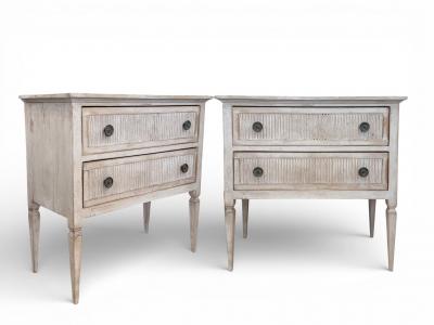 Pair of Rustic Painted Wood Swedish Commodes