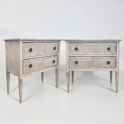 Pair of Rustic Painted Wood Swedish Commodes