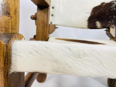 Pair of Safari Style Chairs With Cowhide Upholstery Brazil 1960s