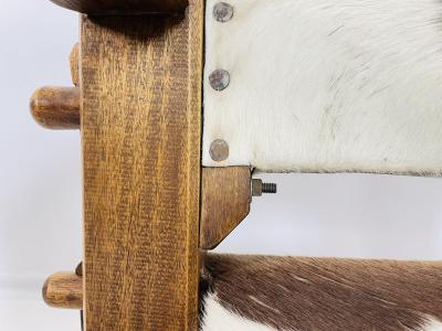 Pair of Safari Style Chairs With Cowhide Upholstery Brazil 1960s
