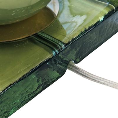 Pair of Sage Green Plisse Palazzo Murano Glass Table Lamps