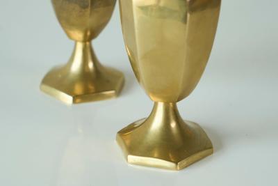 Pair of Salt and Pepper Shakers in Patinated Brass Mid 20th Century
