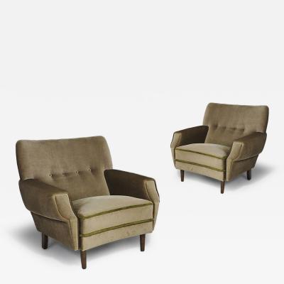 Pair of Scandinavian Lounge Chairs in Original Mohair