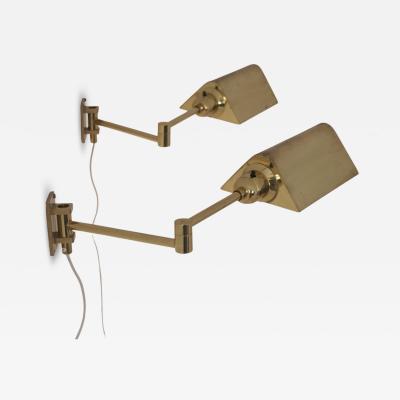 Pair of Scandinavian Modern Adjustable Brass Wall Lamps EW Sweden 1970s