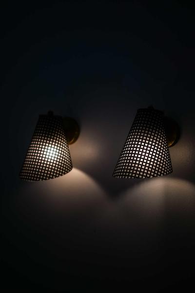 Pair of Scandinavian Modern Brass Wall Lamps 1950s