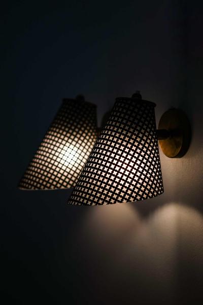 Pair of Scandinavian Modern Brass Wall Lamps 1950s