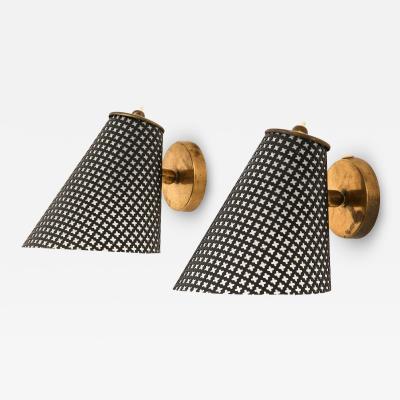 Pair of Scandinavian Modern Brass Wall Lamps 1950s