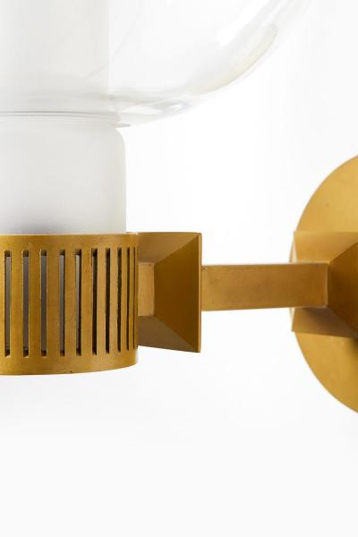 Pair of Scandinavian Modern Wall Lamps in Glass Lacquer and Metal 1950s