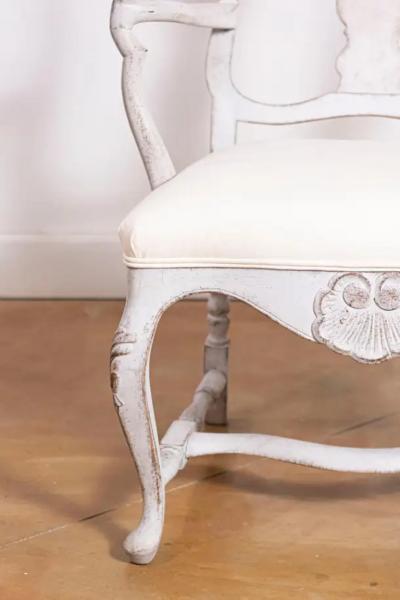 Pair of Scandinavian Rococo Style Painted Armchairs