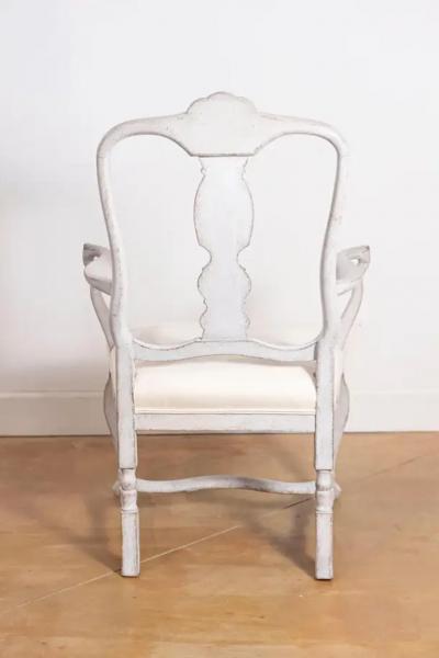 Pair of Scandinavian Rococo Style Painted Armchairs