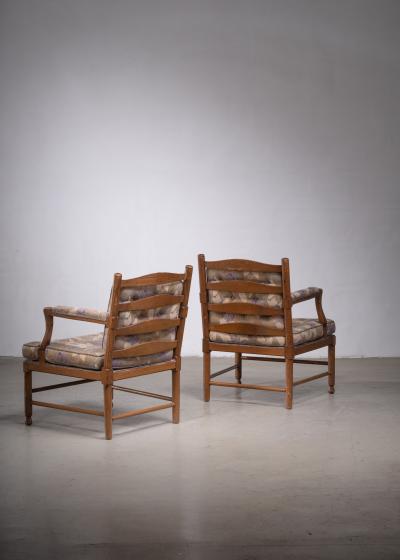 Pair of Scandinavian pine Gripsholm armchairs